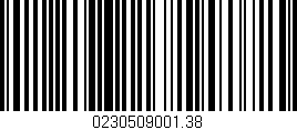 Código de barras (EAN, GTIN, SKU, ISBN): '0230509001.38'