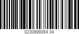Código de barras (EAN, GTIN, SKU, ISBN): '0230998064.34'