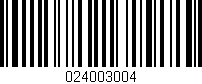 Código de barras (EAN, GTIN, SKU, ISBN): '024003004'