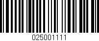 Código de barras (EAN, GTIN, SKU, ISBN): '025001111'