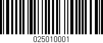 Código de barras (EAN, GTIN, SKU, ISBN): '025010001'