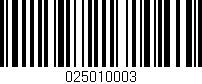 Código de barras (EAN, GTIN, SKU, ISBN): '025010003'
