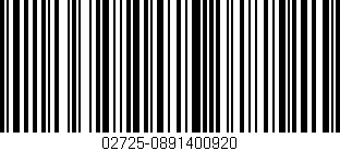Código de barras (EAN, GTIN, SKU, ISBN): '02725-0891400920'