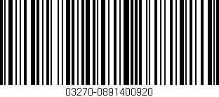 Código de barras (EAN, GTIN, SKU, ISBN): '03270-0891400920'