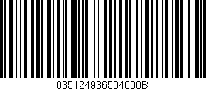 Código de barras (EAN, GTIN, SKU, ISBN): '035124936504000B'