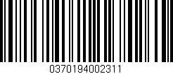 Código de barras (EAN, GTIN, SKU, ISBN): '0370194002311'