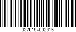Código de barras (EAN, GTIN, SKU, ISBN): '0370194002315'