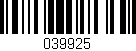 Código de barras (EAN, GTIN, SKU, ISBN): '039925'