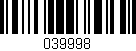 Código de barras (EAN, GTIN, SKU, ISBN): '039998'