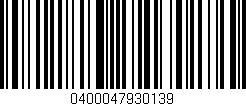 Código de barras (EAN, GTIN, SKU, ISBN): '0400047930139'