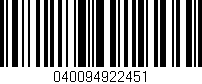 Código de barras (EAN, GTIN, SKU, ISBN): '040094922451'