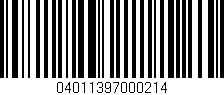 Código de barras (EAN, GTIN, SKU, ISBN): '04011397000214'