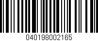 Código de barras (EAN, GTIN, SKU, ISBN): '040198002165'