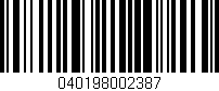 Código de barras (EAN, GTIN, SKU, ISBN): '040198002387'