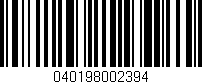 Código de barras (EAN, GTIN, SKU, ISBN): '040198002394'