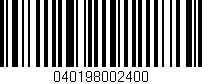 Código de barras (EAN, GTIN, SKU, ISBN): '040198002400'