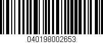 Código de barras (EAN, GTIN, SKU, ISBN): '040198002653'