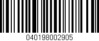 Código de barras (EAN, GTIN, SKU, ISBN): '040198002905'
