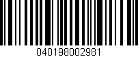 Código de barras (EAN, GTIN, SKU, ISBN): '040198002981'