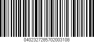Código de barras (EAN, GTIN, SKU, ISBN): '0402327285702003108'