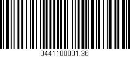 Código de barras (EAN, GTIN, SKU, ISBN): '0441100001.36'