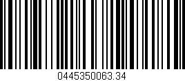 Código de barras (EAN, GTIN, SKU, ISBN): '0445350063.34'