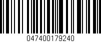 Código de barras (EAN, GTIN, SKU, ISBN): '047400179240'