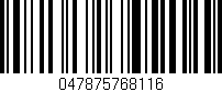 Código de barras (EAN, GTIN, SKU, ISBN): '047875768116'
