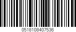 Código de barras (EAN, GTIN, SKU, ISBN): '0518108407536'