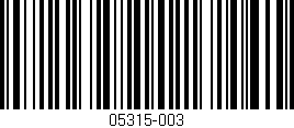 Código de barras (EAN, GTIN, SKU, ISBN): '05315-003'