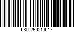 Código de barras (EAN, GTIN, SKU, ISBN): '0600753319017'