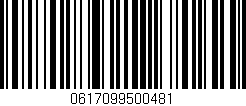 Código de barras (EAN, GTIN, SKU, ISBN): '0617099500481'