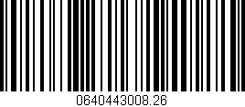 Código de barras (EAN, GTIN, SKU, ISBN): '0640443008.26'