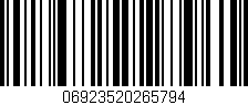 Código de barras (EAN, GTIN, SKU, ISBN): '06923520265794'