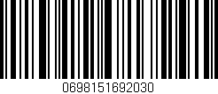 Código de barras (EAN, GTIN, SKU, ISBN): '0698151692030'