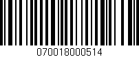Código de barras (EAN, GTIN, SKU, ISBN): '070018000514'