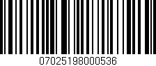 Código de barras (EAN, GTIN, SKU, ISBN): '07025198000536'