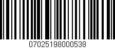 Código de barras (EAN, GTIN, SKU, ISBN): '07025198000538'