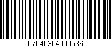 Código de barras (EAN, GTIN, SKU, ISBN): '07040304000536'