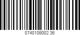 Código de barras (EAN, GTIN, SKU, ISBN): '0740108002.36'