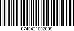 Código de barras (EAN, GTIN, SKU, ISBN): '0740421002039'