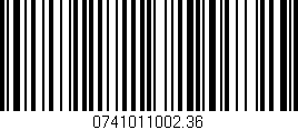 Código de barras (EAN, GTIN, SKU, ISBN): '0741011002.36'