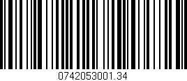 Código de barras (EAN, GTIN, SKU, ISBN): '0742053001.34'