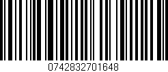 Código de barras (EAN, GTIN, SKU, ISBN): '0742832701648'
