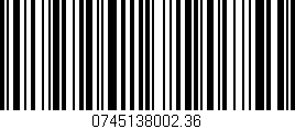 Código de barras (EAN, GTIN, SKU, ISBN): '0745138002.36'