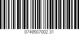 Código de barras (EAN, GTIN, SKU, ISBN): '0749507002.31'