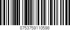 Código de barras (EAN, GTIN, SKU, ISBN): '0753759110598'