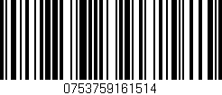 Código de barras (EAN, GTIN, SKU, ISBN): '0753759161514'