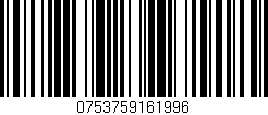 Código de barras (EAN, GTIN, SKU, ISBN): '0753759161996'