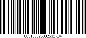 Código de barras (EAN, GTIN, SKU, ISBN): '085130025002532X34'